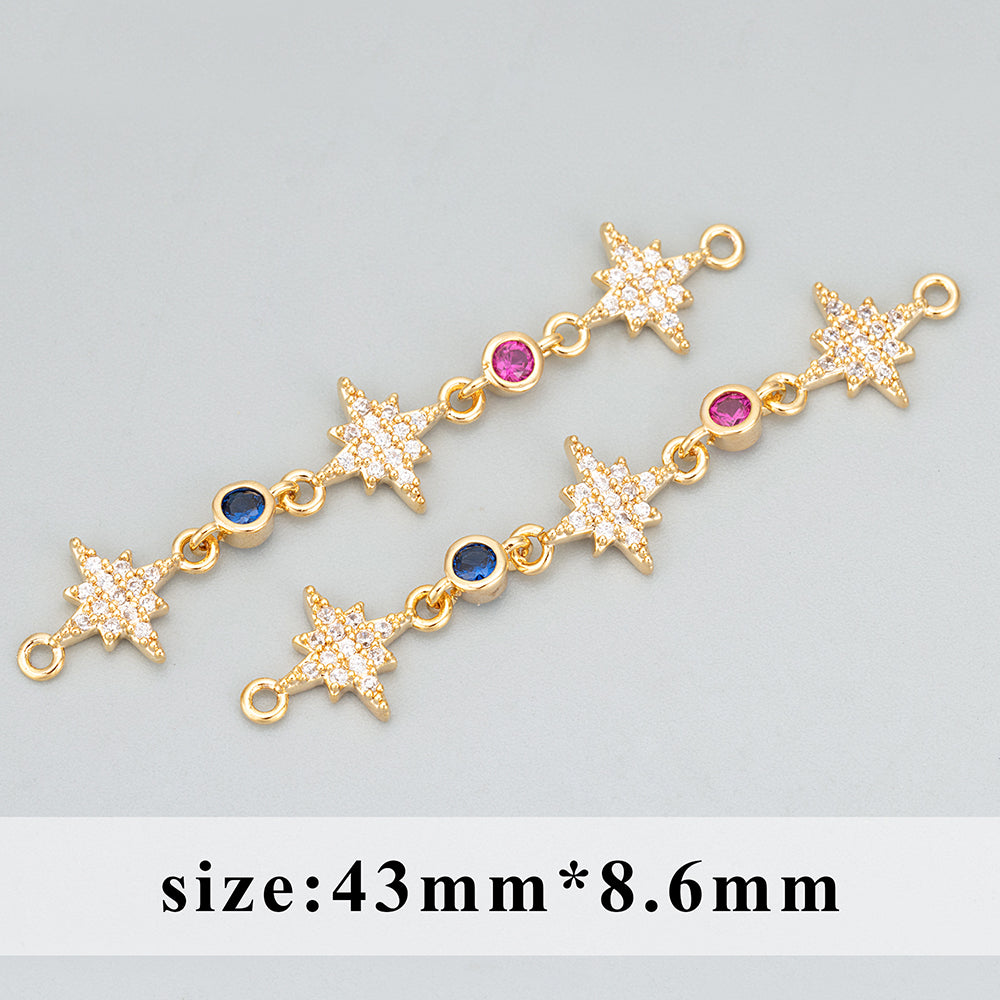 GUFEATHER MD72,jewelry accessories,18k gold rhodium plated,copper,zircons,charms,diy necklace bracelet,jewelry making,4pcs/lot