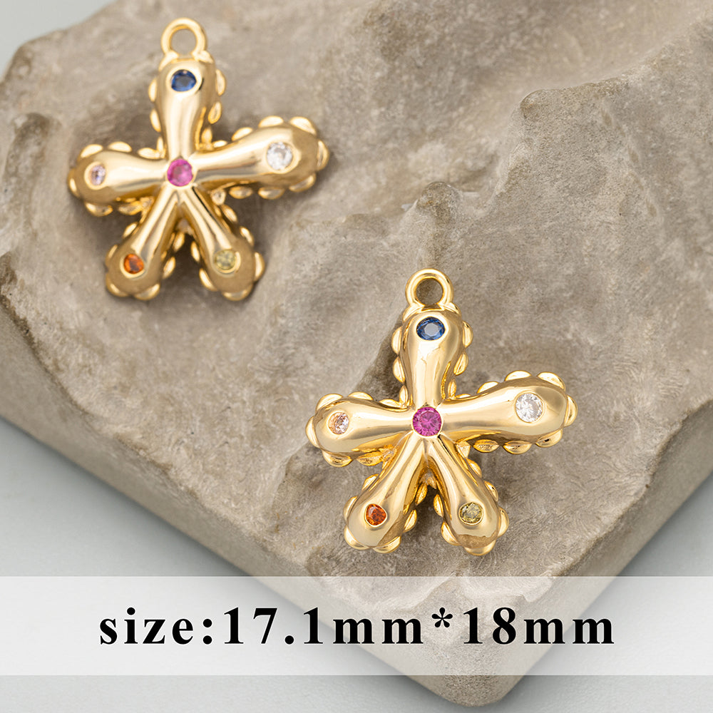 GUFEATHER ME37,jewelry accessories,18k gold rhodium plated,copper,zircons,hand made,charms,jewelry making,diy pendants,4pcs/lot