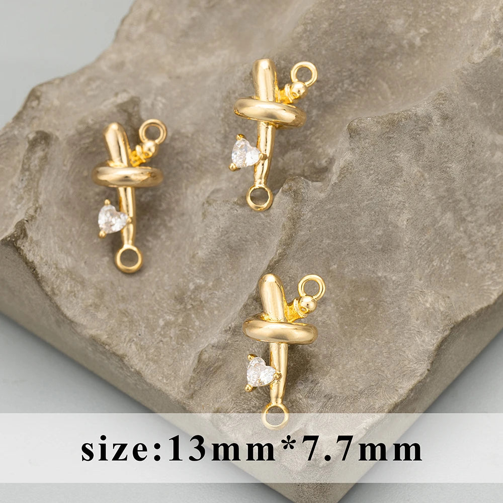 GUFEATHER ME40,jewelry accessories,18k gold rhodium plated,copper,zircons,hand made,charms,diy pendants,jewelry making,6pcs/lot