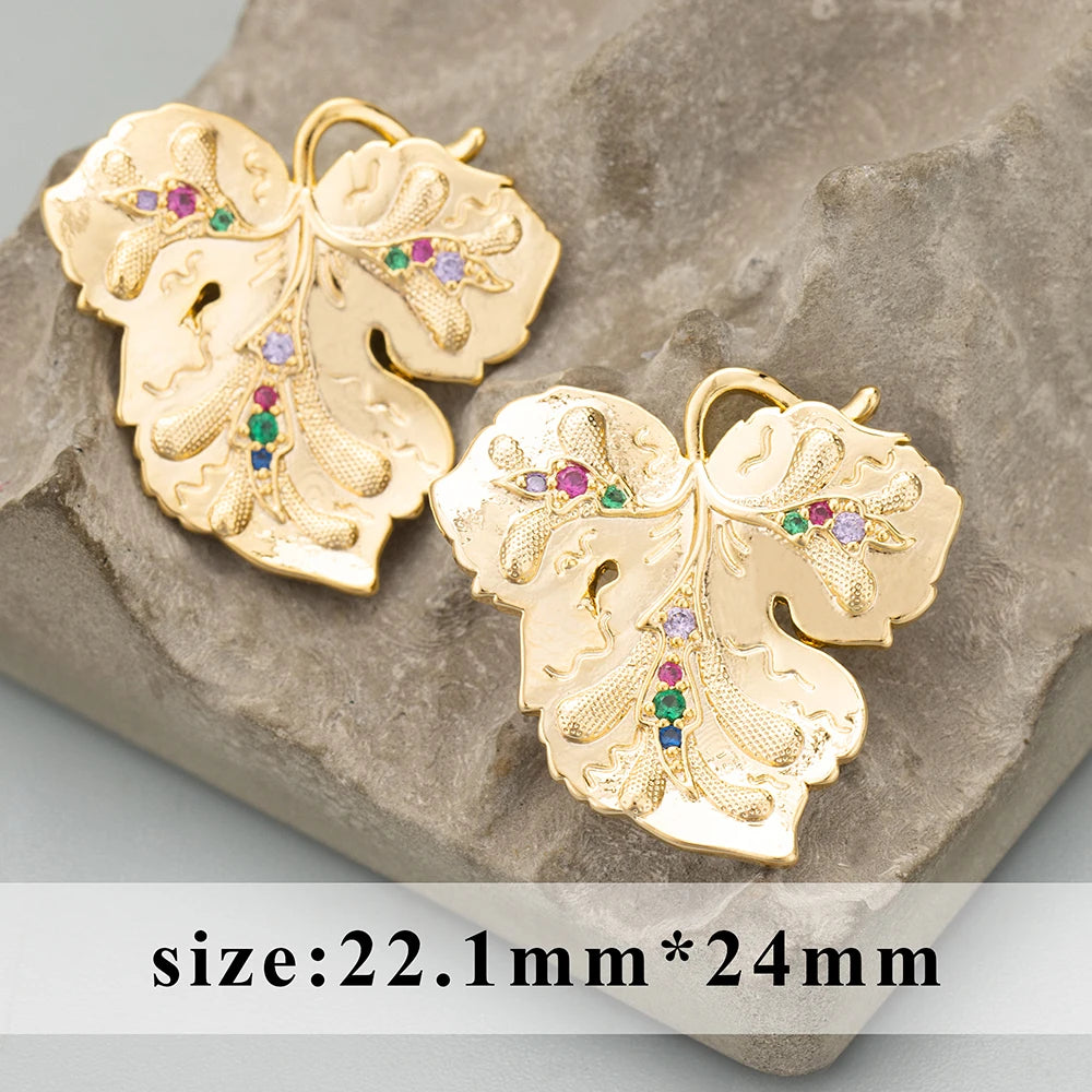 GUFEATHER ME37,jewelry accessories,18k gold rhodium plated,copper,zircons,hand made,charms,jewelry making,diy pendants,4pcs/lot