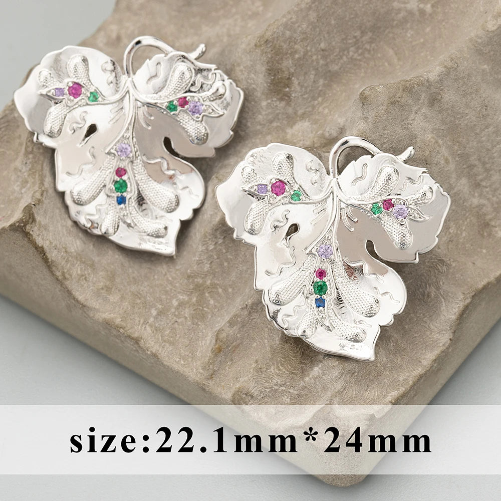 GUFEATHER ME37,jewelry accessories,18k gold rhodium plated,copper,zircons,hand made,charms,jewelry making,diy pendants,4pcs/lot