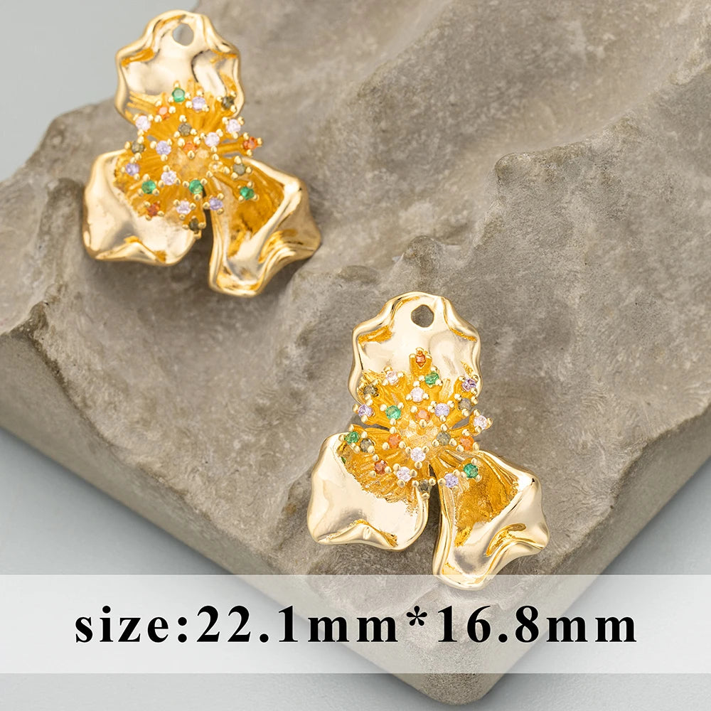 GUFEATHER ME37,jewelry accessories,18k gold rhodium plated,copper,zircons,hand made,charms,jewelry making,diy pendants,4pcs/lot