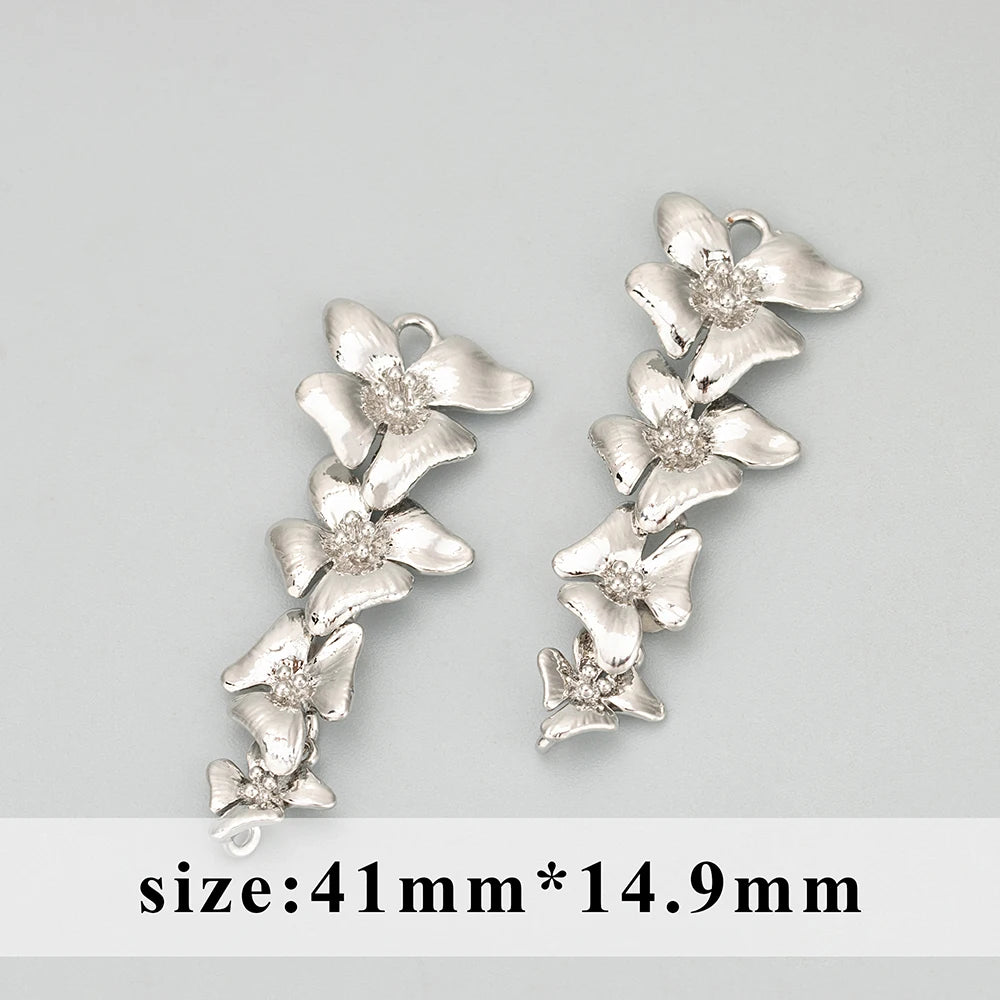 GUFEATHER MD67,jewelry accessories,18k gold rhodium plated,copper,flower shape,charms,jewelry making,diy pendants,6pcs/lot