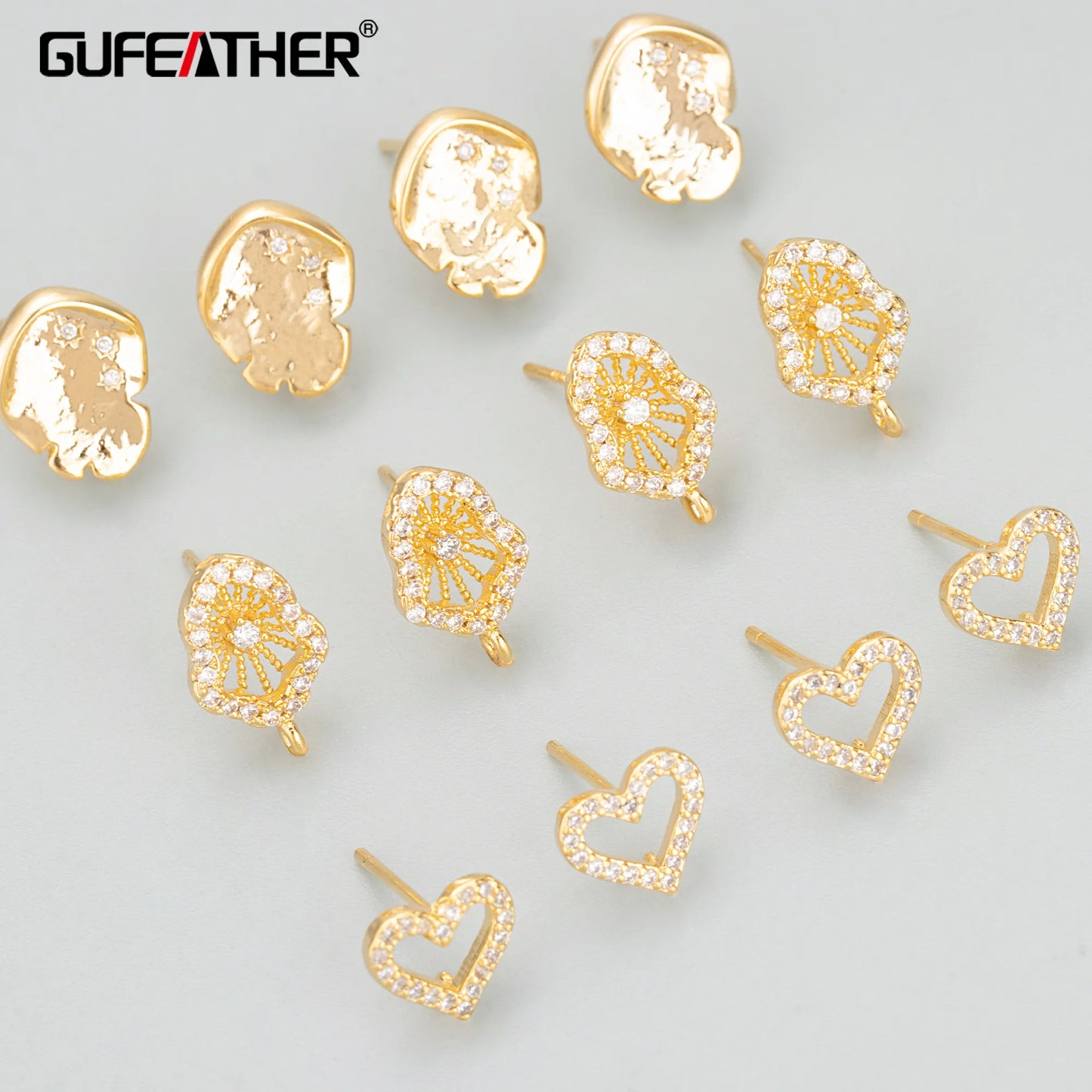 GUFEATHER MD95,jewelry accessories,18k gold rhodium plated,copper,zircons,hand made,charms,jewelry making,diy earrings,6pcs/lot