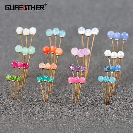 GUFEATHER M1047,connector,needle,pass REACH,nickel free,18k gold plated,copper,natural stone,charms,jewelry making,10pcs/lot
