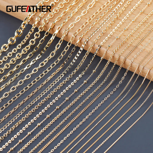 GUFEATHER C65,diy chain,pass REACH,nickel free,18k gold plated,copper,handmade chain,diy bracelet necklace,jewelry making,3m/lot