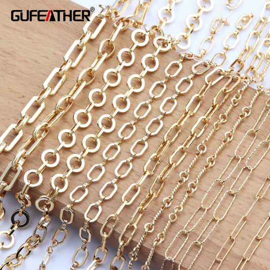 GUFEATHER C73,diy chain necklace,pass REACH,nickel free,18k gold plated,jewelry accessories,copper,charms,jewelry making,1m/lot