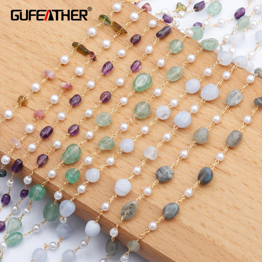 GUFEATHER C81,jewelry accessories,18k gold plated,natural stone,pass REACH,nickel free,diy chain necklace,jewelry making,1m/lot