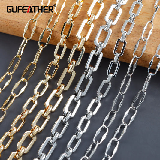 GUFEATHER C77,diy chain,pass REACH,nickel free,18k gold rhodium plated,copper,charms,jewelry making,diy bracelet necklace,1m/lot