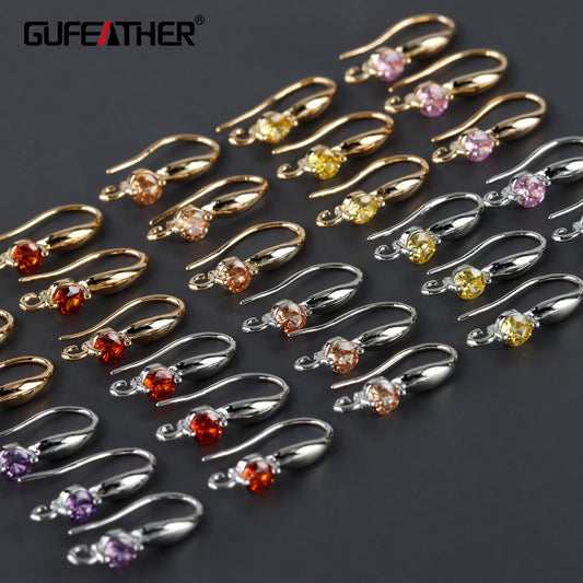 GUFEATHER M958,jewelry accessories,pass REACH,nickel free,18k gold plated,copper,zircons,clasp hooks,jewelry making,20pcs/lot