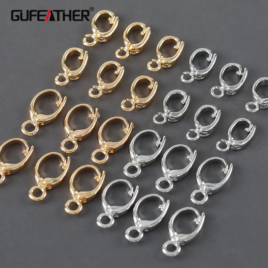 GUFEATHER M1087,diy accessories,connector,pass REACH,nickel free,18k gold rhodium plated,copper,hooks,jewelry making,10pcs/lot
