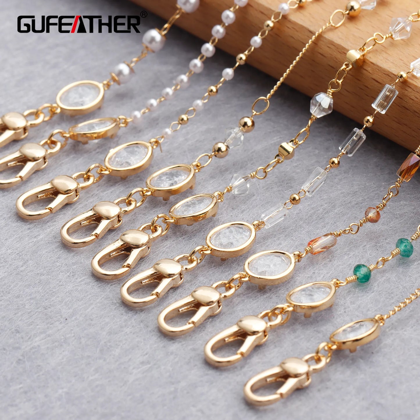 GUFEATHER M825,jewelry accessories,pass REACH,nickel free,eyeglass strap chain,18k gold plated,mask chain,fashion chain,76cm/pcs