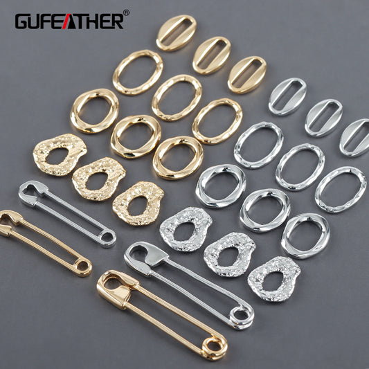 GUFEATHER M1127,jewelry accessories,connector hooks,pass REACH,nickel free,18k gold rhodium plated,copper,diy jewelry,10pcs/lot