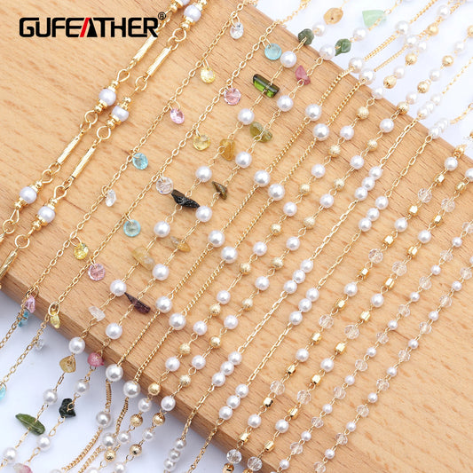 GUFEATHER C63,jewelry accessories,pass REACH,nickel free,18k gold plated,copper,beads,natural stone,diy chain necklace,1m/lot