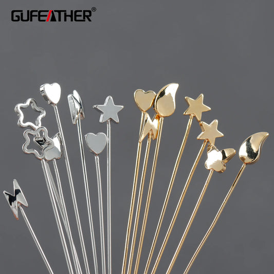 GUFEATHER M1114,jewelry accessories,needle,18k gold rhodium plated,copper,pass REACH,nickel free,diy accessories,10pcs/lot