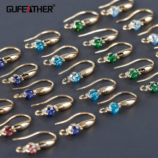 GUFEATHER M957,diy jewelry,pass REACH,nickel free,18k gold plated,copper,zircon,clasp hooks,diy earring,jewelry making,10pcs/lot