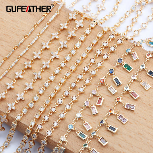 GUFEATHER C78,jewelry accessories,18k gold plated,zircons,pass REACH,nickel free,jewelry making,diy chain necklace,50cm/lot