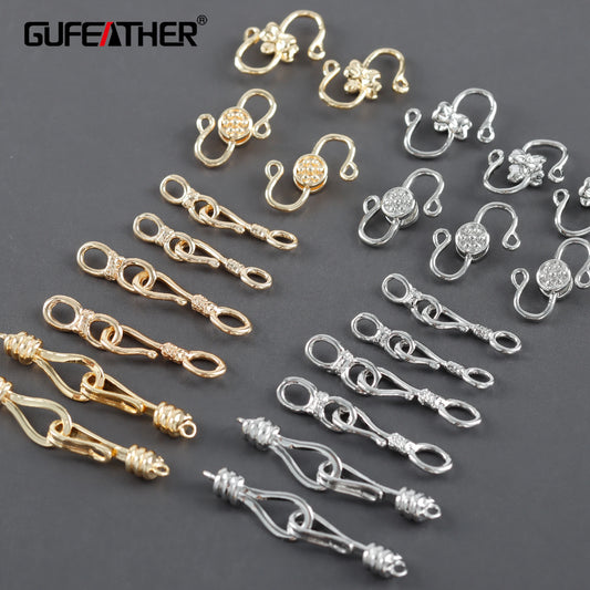 GUFEATHER M1107,jewelry accessories,clasp hooks,18k gold rhodium plated,copper metal,pass REACH,nickel free,connector,10pcs/lot