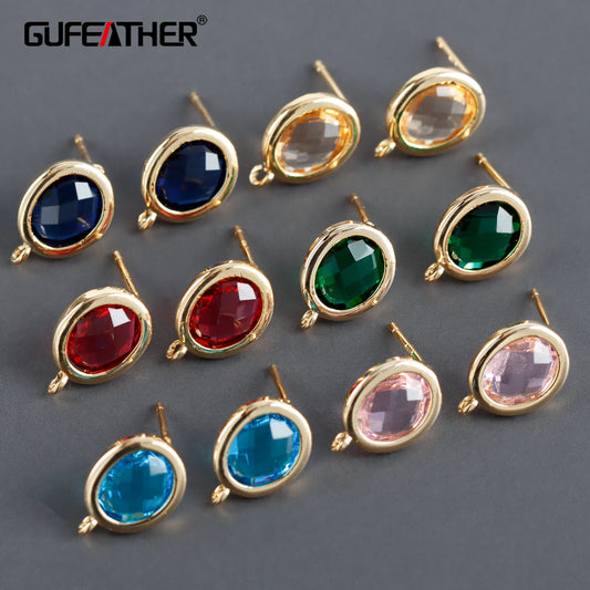 GUFEATHER MA19,jewelry accessories,studs earring,18k gold plated,copper,zircons,pass REACH,nickel free,jewelry making,6pcs/lot