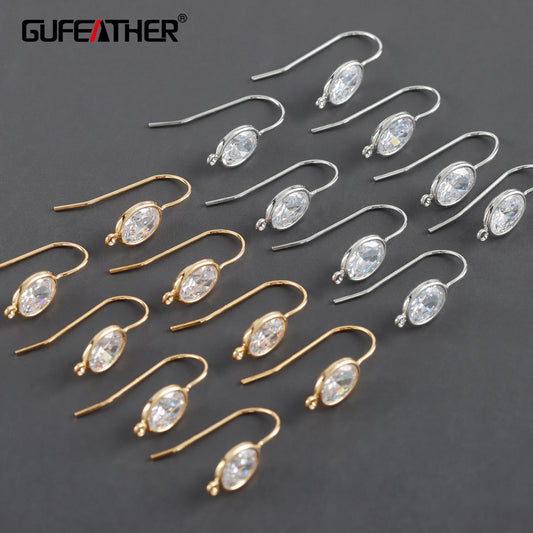 GUFEATHER M1060,clasp hooks,pass REACH,nickel free,18k gold rhodium plated,copper,zircons,jewelry making accessories,10pcs/lot