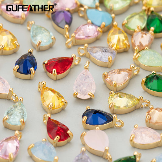 GUFEATHER ME32,jewelry accessories,18k gold rhodium plated,copper,zircons,hand made,charms,diy pendants,jewelry making,10pcs/lot