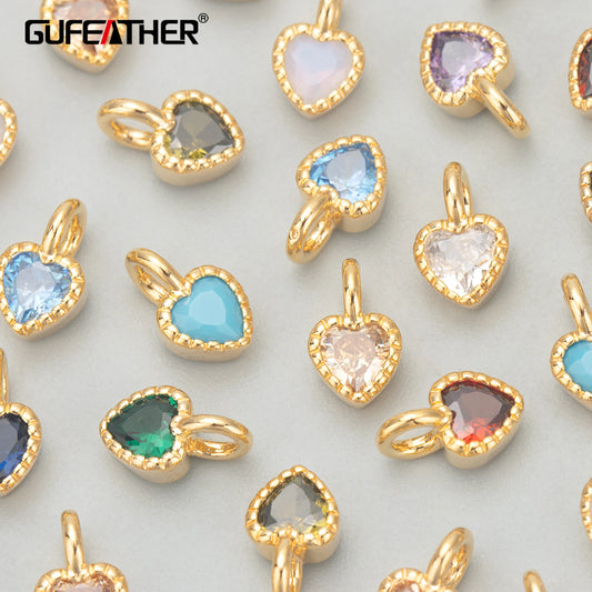 GUFEATHER MD25,jewelry accessories,18k gold rhodium plated,copper,zircons,charms,lucky stone of the month,diy pendants,6pcs/lot