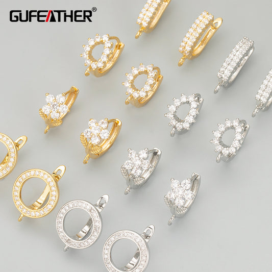 GUFEATHER MC87,jewelry accessories,18k gold rhodium plated,nickel free,copper,zircon,hooks,jewelry making,diy earrings,6pcs/lot