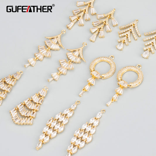 GUFEATHER MB98,jewelry accessories,18k gold rhodium plated,nickel free,copper,zircons,jewelry making,diy pendants,2pcs/lot