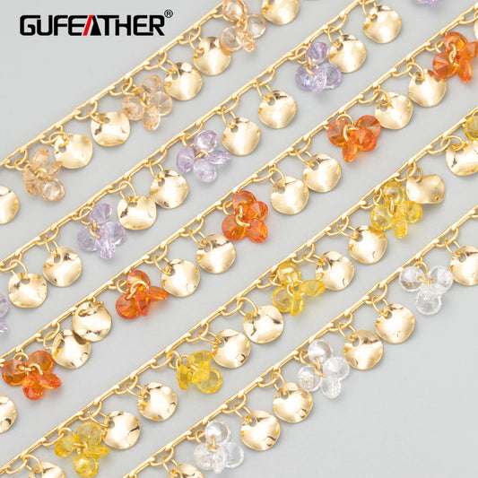 GUFEATHER C325,chain,hand made,zircons,nickel free,18k gold plated,copper,jewelry making,diy bracelet necklace,50cm/lot