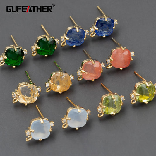 GUFEATHER MA47,jewelry accessories,nickel free,18k gold plated,copper,zircons,charms,jewelry making,studs earring,10pcs/lot