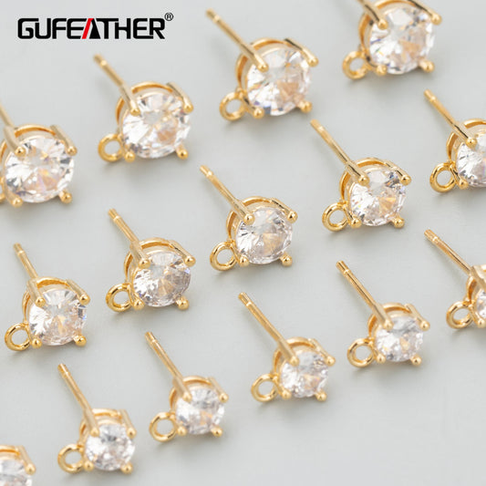 GUFEATHER MC61,jewelry accessories,18k gold rhodium plated,copper,zircons,hand made,charms,jewelry making,diy earrings,10pcs/lot