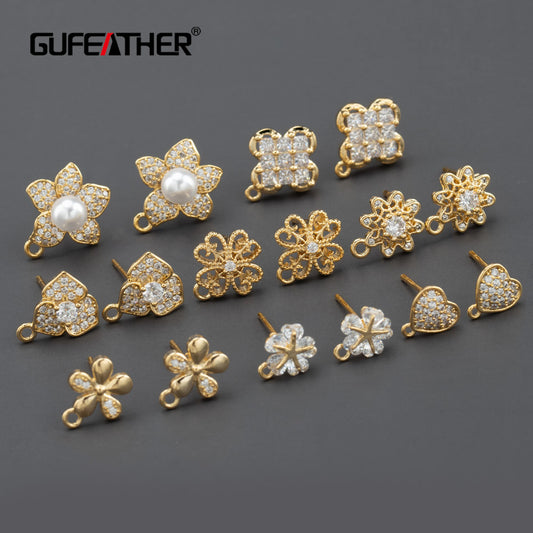 GUFEATHER MA68,jewelry accessories,pass REACH,nickel free,18k gold plated,copper,zircons,jewelry making,diy earrings,10pcs/lot