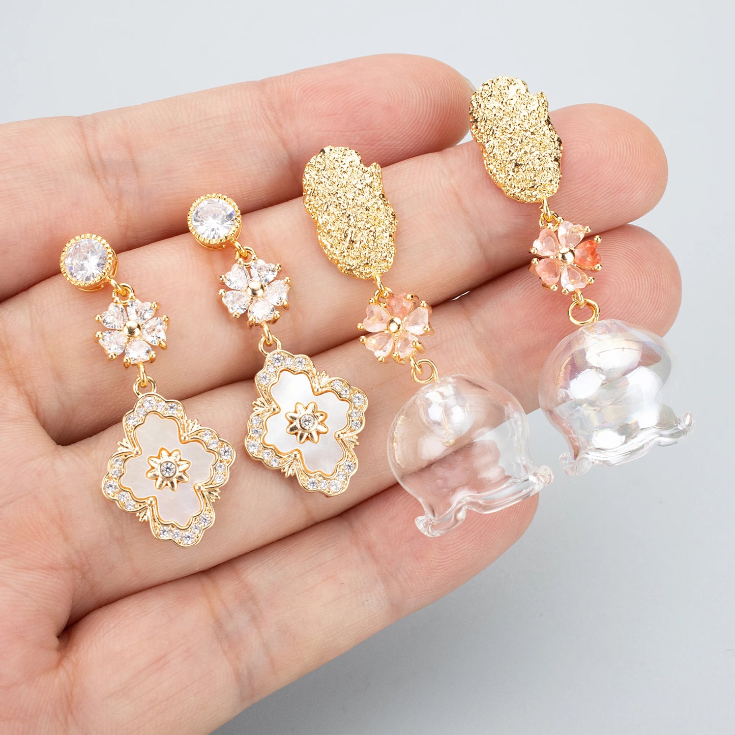 GUFEATHER MD36,jewelry accessories,18k gold plated,copper,zircons,flower shape,charms,jewelry making,diy pendants,6pcs/lot