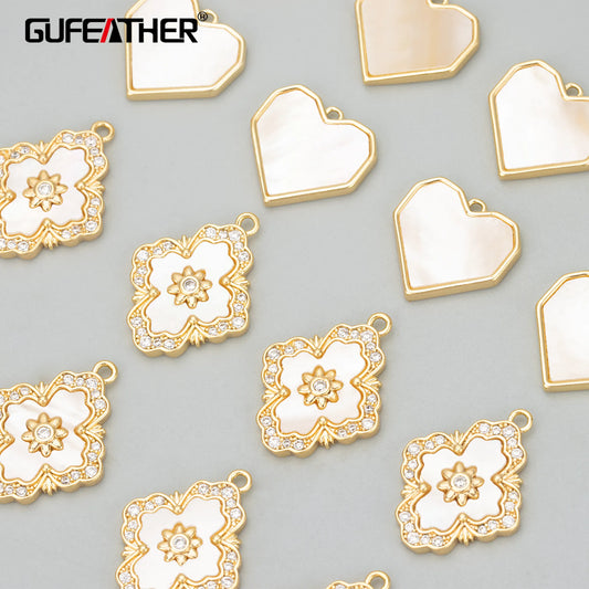 GUFEATHER MD34,jewelry accessories,nickel free,18k gold plated,copper,shell,charms,jewelry making findings,diy pendants,2pcs/lot