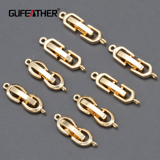 GUFEATHER MA75,jewelry accessories,nickel free,18k gold plated,copper,hooks,clasp of bracelet necklace,jewelry making,6pcs/lot