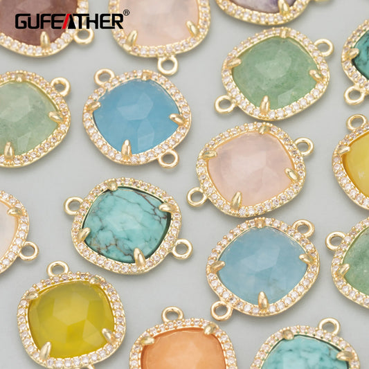 GUFEATHER MD09,jewelry accessories,natural stone,18k gold plated,nickel free,copper,jewelry making,charms,diy pendants,4pcs/lot