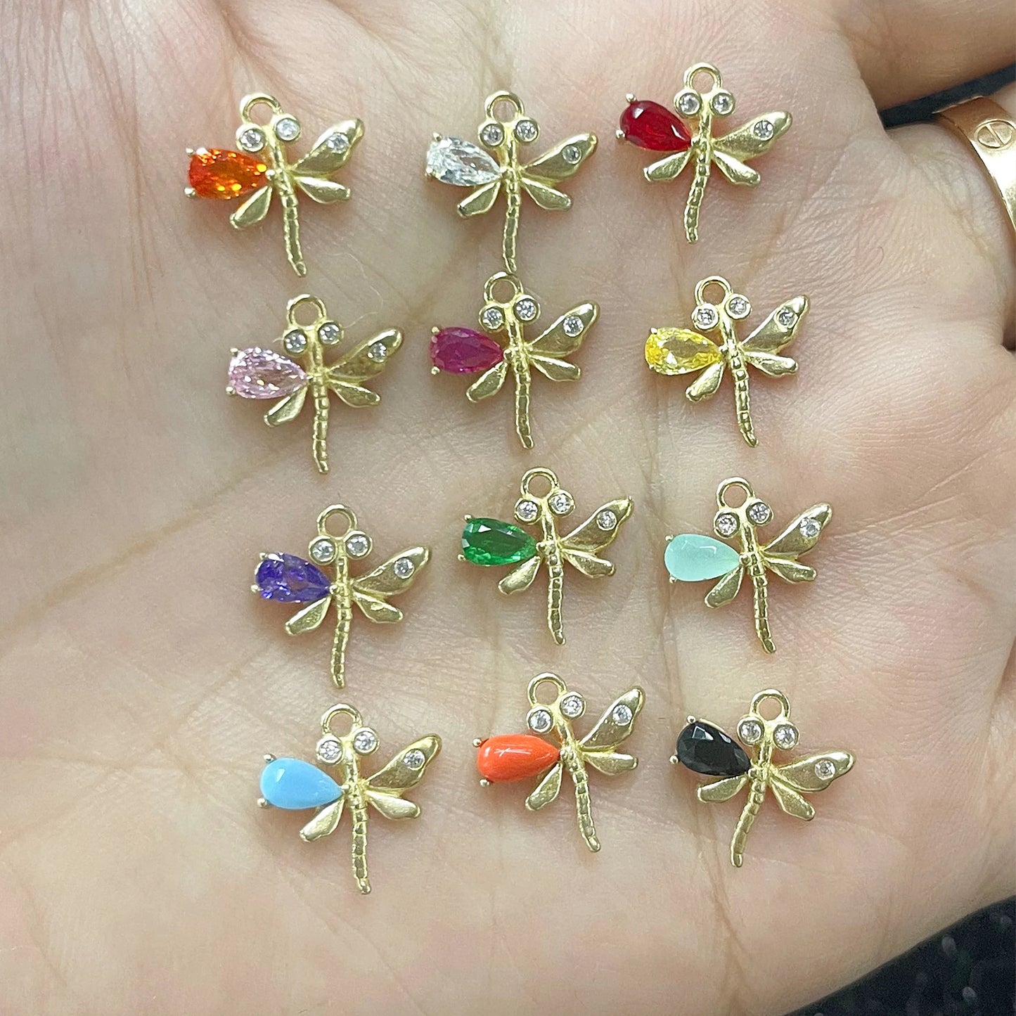 GUFEATHER ME36,jewelry accessories,18k gold plated,copper,zircons,dragonfly shape,charms,jewelry making,diy pendants,10pcs/lot