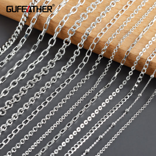 GUFEATHER C64,jewelry accessories,rhodium plated,copper chain,pass REACH,nickel free,diy chain necklace,jewelry making,3m/lot