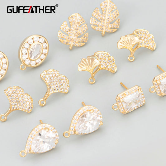 GUFEATHER MB73,jewelry accessories,nickel free,18k gold rhodium plated,copper,zircon,charms,jewelry making,diy earrings,6pcs/lot