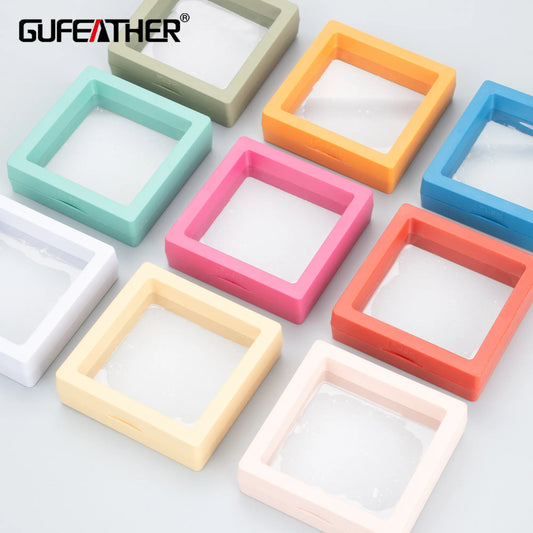 GUFEATHER MB42,PE film jewelry storage box,3D package,frame membrane ring earring necklace display holder,jewelry box,1/10/20pcs