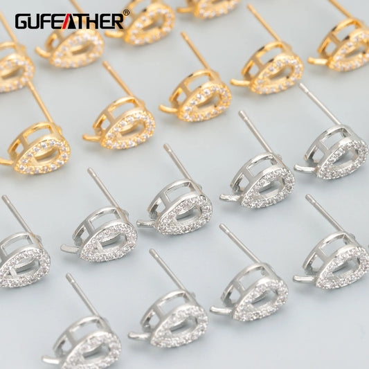 GUFEATHER MB92,jewelry accessories,nickel free,18k gold rhodium plated,copper,zircon,charms,diy earrings,jewelry making,6pcs/lot