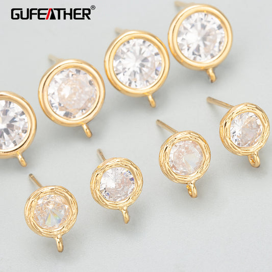 GUFEATHER MD52,jewelry accessories,18k gold rhodium plated,copper,zircons,hand made,charms,diy earrings,jewelry making,6pcs/lot
