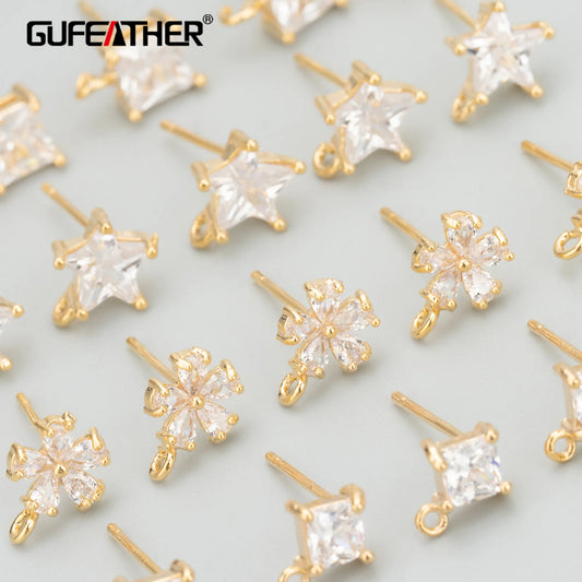 GUFEATHER MC76,jewelry accessories,18k gold rhodium plated,copper,zircons,hand made,jewelry making,charms,diy earrings,10pcs/lot