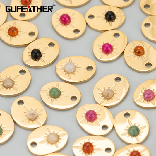 GUFEATHER MC55,jewelry accessories,316L stainless steel,nickel free,natural stone,charms,jewelry making,diy pendants,2pcs/lot