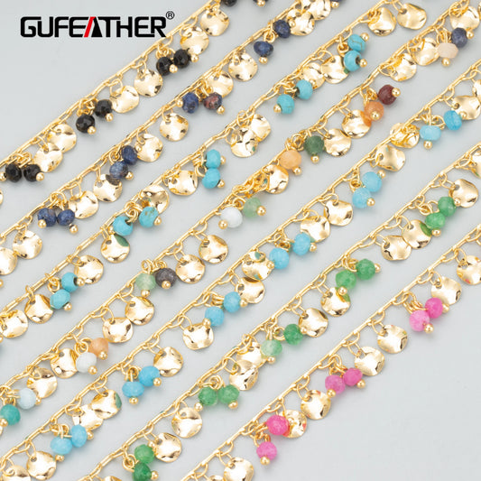 GUFEATHER C322,chain,hand made,nickel free,18k gold plated,copper,natural stone,jewelry making,diy bracelet necklace,50cm/lot