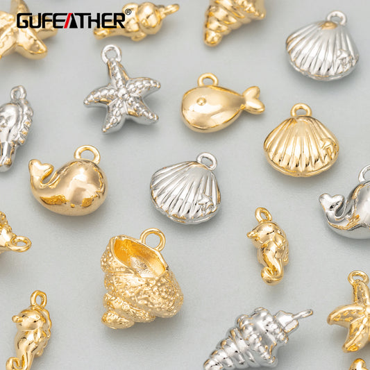 GUFEATHER MD27,jewelry accessories,18k gold rhodium plated,copper,charms,whale pendants,jewelry making,diy necklace,10pcs/lot