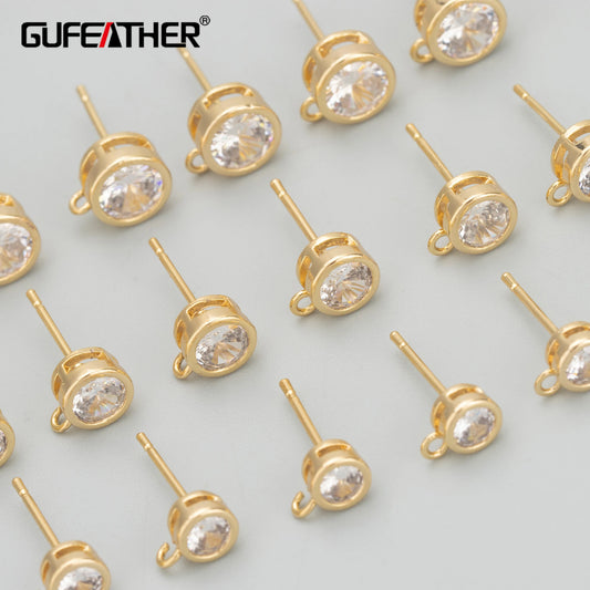 GUFEATHER MC86,jewelry accessories,18k gold rhodium plated,copper,zircons,hand made,charms,diy earrings,jewelry making,10pcs/lot