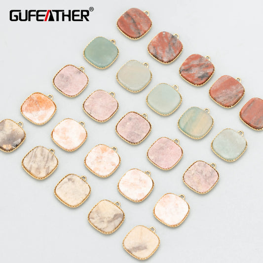 GUFEATHER MC27,jewelry accessories,316L stainless steel,nickel free,natural stone,charms,jewelry making,diy pendants,2pcs/lot