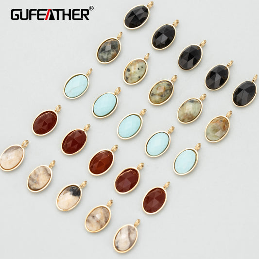 GUFEATHER MC41,jewelry accessories,316L stainless steel,nickel free,natural stone,charms,jewelry making,diy pendants,4pcs/lot
