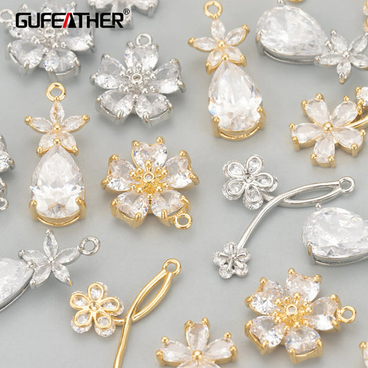 GUFEATHER MD18,jewelry accessories,18k gold rhodium plated,nickel free,copper,zircon,jewelry making,charms,diy pendants,6pcs/lot